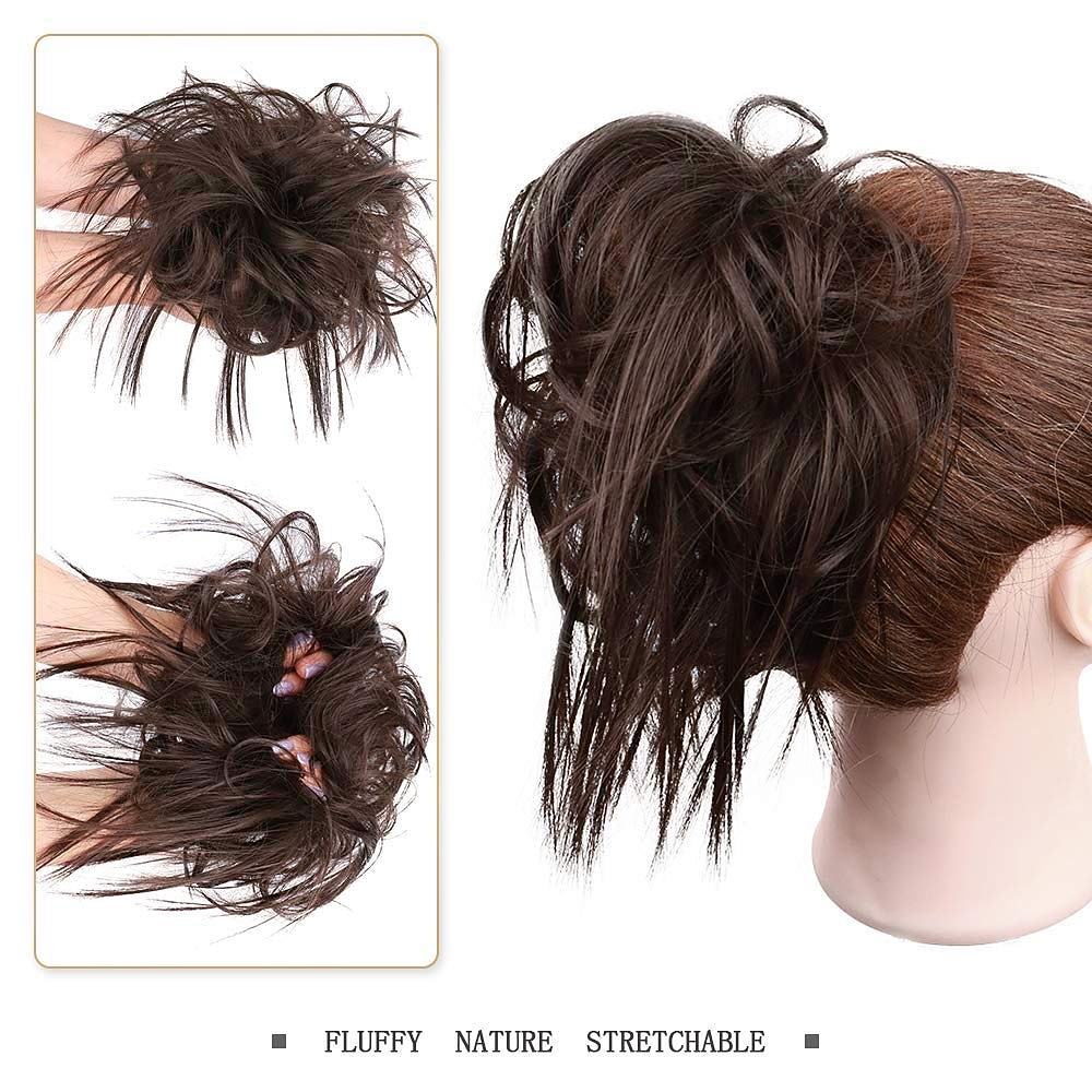 warrige updo messy bun haarstukje haarverlenging paardenstaart met elastische rubberen band opgestoken paardenstaart haarstukje synthetisch haar extensions scrunchies paardenstaart haarstukjes voor 2026 - $14.99 –P6