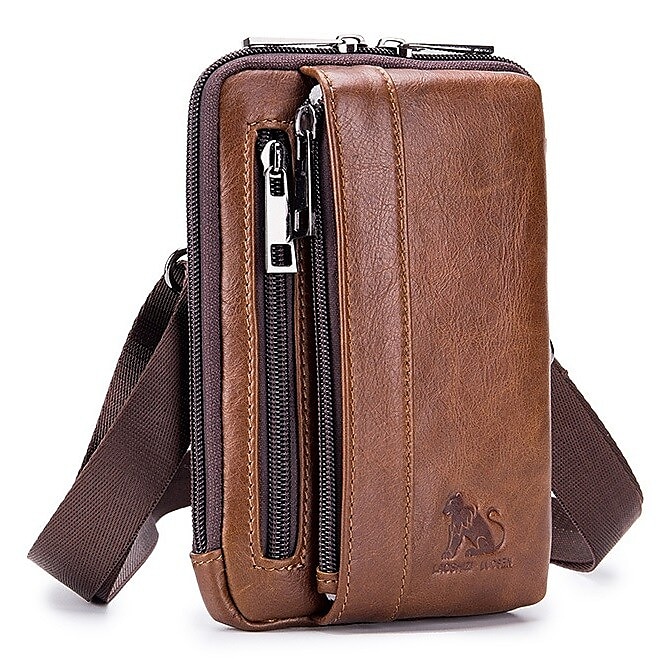 Cheap Luxury 7.2 Inch Zipper Wallet Leather Men Waist Bag Bum Pack Business  Travel Purse Phone Belt Clip Case For Samsung iPhone Xiaomi Huawei Holster  Pouch | Joom