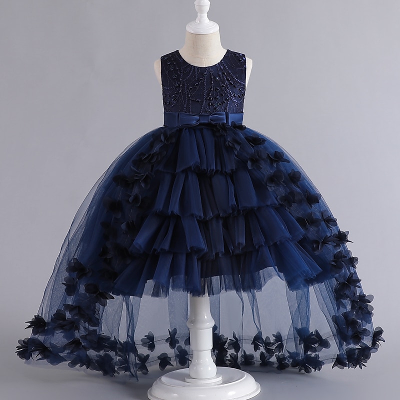 Batole Dívčí Šaty na párty Pevná barva Bez rukávů Výkon Svatební Síťka Zip Roztomilý Princeznovské Bavlna Polyester Asymetrické Šaty na párty Léto Jaro Podzim 7-13 let Bílá Šampaňská Světlá růžová 2025 - $39.99 –P5