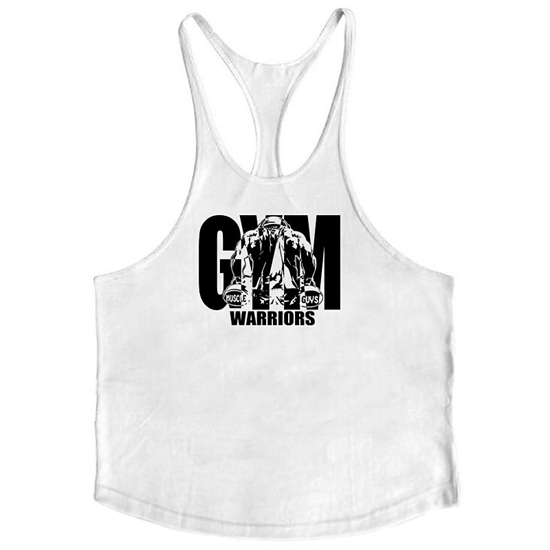 Per uomo Grafico Lettera Canotta Maglietta smanicata Canottiera Canotte con retro a vogatore Senza Maniche maglietta Collo a U Camicia Moda Muscolo Allenamento Quotidiano Vacanza Palestra Nero Bianco del 2026 a $15.99 –P13