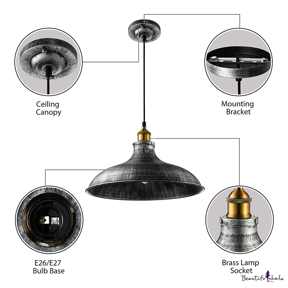 LED Pendant Light Hanging Ceiling Industrial Brushed Vintage Lampshade Bar Lighting ,Restaurant Lighting Antique Brushed Rustic Style Metal 2026 - $163.99 –P5
