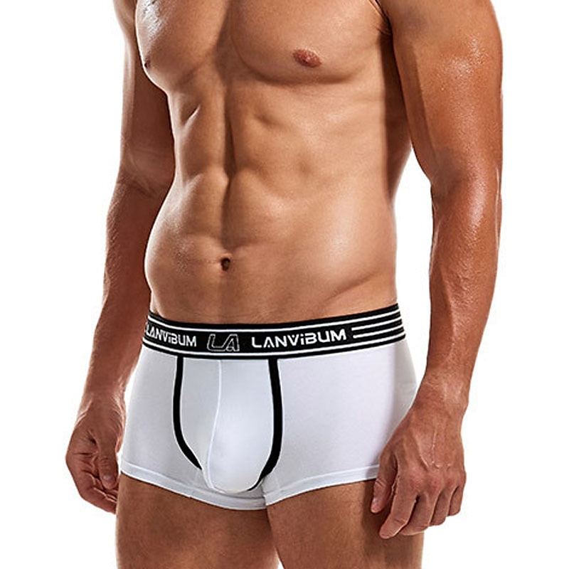 Herren 2 Packungen Unterwäsche Boxer Polyester Atmungsaktiv Weich Farbblock Mittlere Taillenlinie Schwarz Weiß 2025 - $12.99 –P7