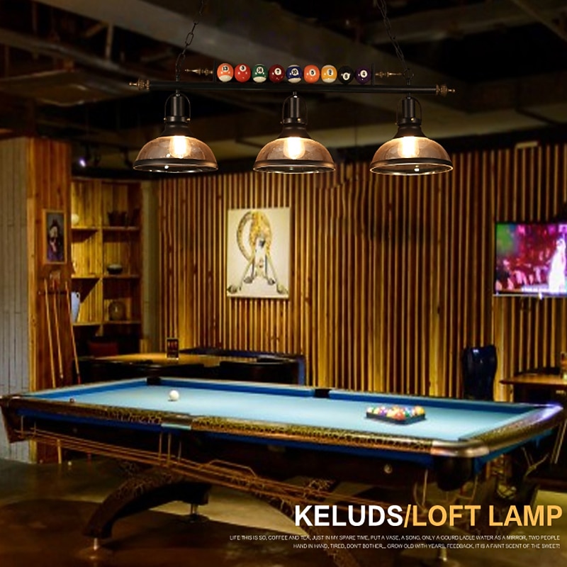 luces de mesa de billar lámpara de mesa de billar lámpara de casa de campo, loft industrial 3 cabezas accesorios de iluminación de cocina de hierro tapa de olla pantalla de vidrio, decoración de 2025 - $449.99 –P3
