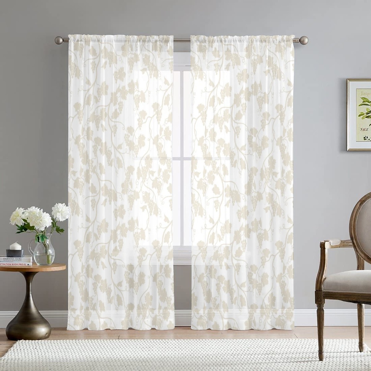 ستائر شفافة من أوراق الأوكالبتوس الخضراء، ستائر جيب قضيب لغرفة المعيشة وغرفة النوم، ستارة مزرعة شيفون للمطبخ، شرفة الباب، معالجة النوافذ، تعتيم الغرفة 2026 - $48.99 –P8