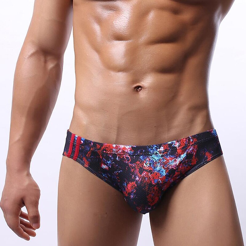 Férfi 3 csomag Bugyik Spandex Mosható Kényelmes Nyomtatott Alacsony derekú Fehér+Sárga Kék piros 2025 - $18.99 –P9