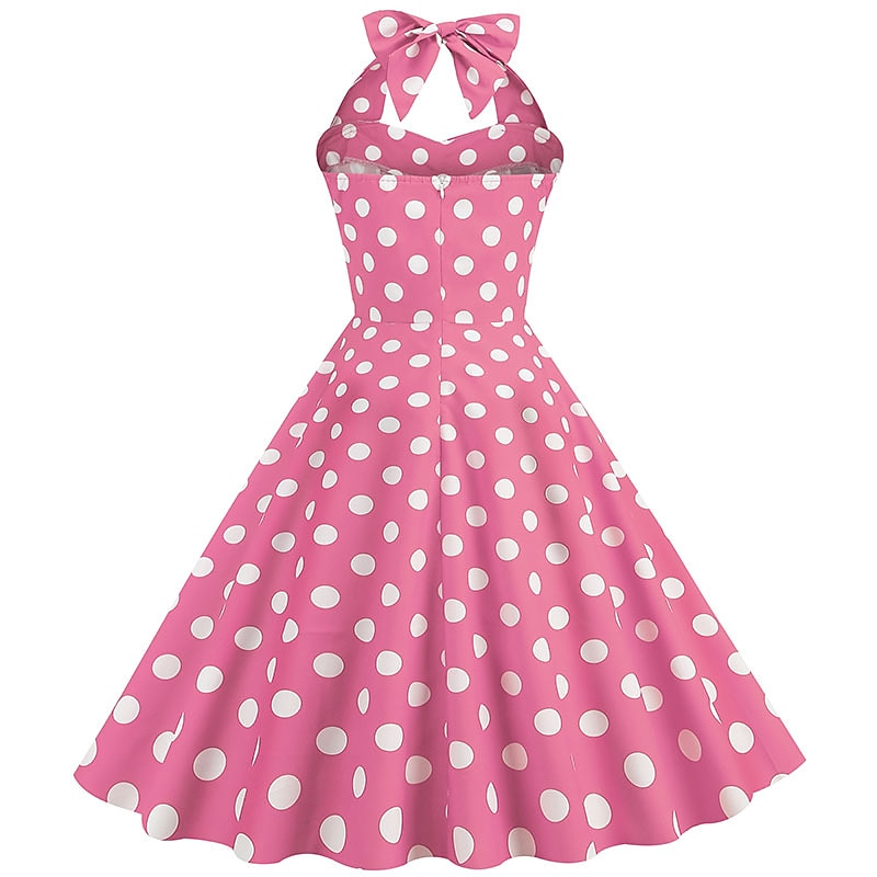 Anni 1950 Retrò Vintage Rockabilly Lunghezza al ginocchio Abito da cocktail Fascia Abito Swing Senza maniche Fiocco Pois Aderente & Svasato All'americana Costume Per donna Carnevale San Valentino del 2026 a $37.99 –P11