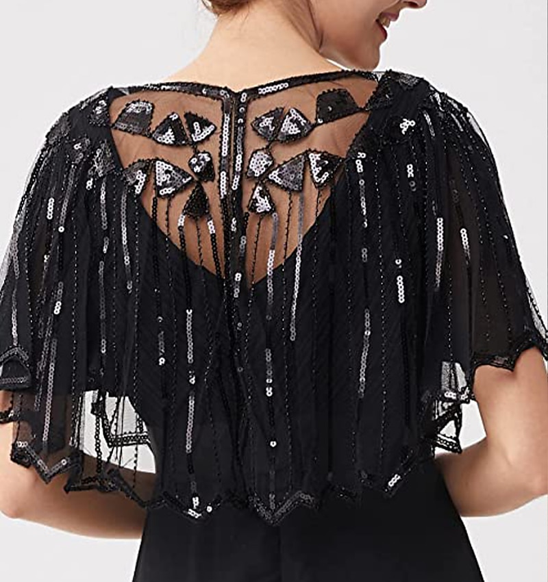 Goldene Zwanziger 1920er Retro Vintage Flapper-Schals Der große Gatsby Hochzeitsgast Pailletten Kostüm Damen Hochzeit Hochzeitsgast Party-Abendmode Erwachsene Schal 2026 - $35.99 –P8