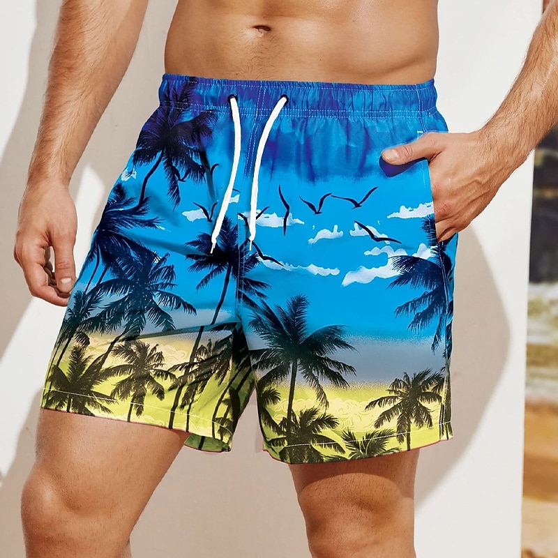 Férfi Kókuszfa Naplemente Deszkás short Úszónadrágok Közepes csípő Hawaii Boho Szabadság Tengerpart Zsinór hálós béléssel Rugalmas derék Tervező Ruházat 2025 - $19.99 –P13