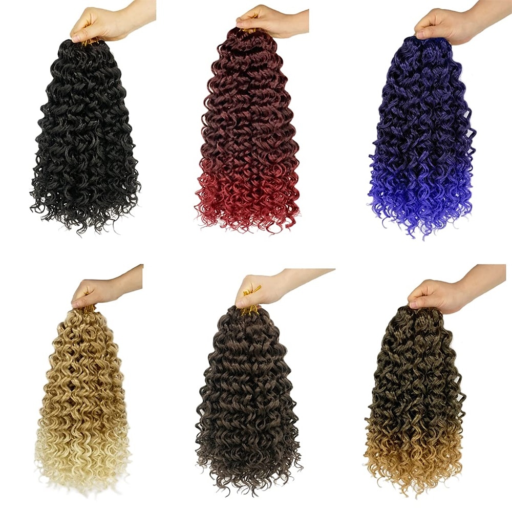 18 pulgadas 8 paquetes de pelo rizado de ganchillo rizo de playa pelo de ganchillo de onda de agua trenzas onduladas de onda profunda pelo de ganchillo rizado para mujeres negras 2025 - $87.99 –P3