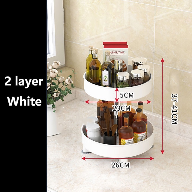 Multifunctional Kitchen 360 Rotating Storage Rack Spice Box Shelf Height Adjustable Bathroom Cosmetics Organizer 2025 - $21.99 –P3