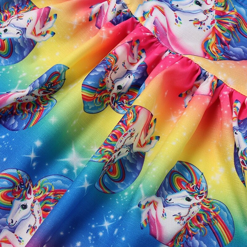 Bambino Da ragazza Vestito Cartoni animati Arcobaleno Unicorno Manica corta Prestazioni Informale Costume Dolce Cotone Sopra il ginocchio Abito casual Abito linea A Estate Primavera 3-8 anni Blu del 2025 a $20.99 –P3