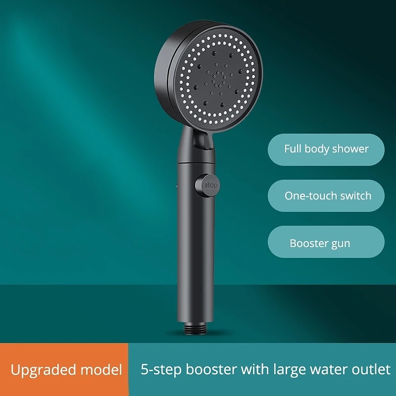 Cabeça de chuveiro de 5 modos com bico anti-queda portátil, spray portátil de alta pressão e alto fluxo para economia de água com interruptor de pausa liga / desliga, acessórios de banheiro com de 2025 por $12.99 –P5