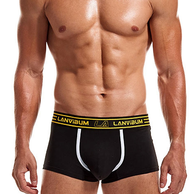 Herren 2 Packungen Unterwäsche Boxer Polyester Atmungsaktiv Weich Farbblock Mittlere Taillenlinie Schwarz Weiß 2025 - $12.99 –P2