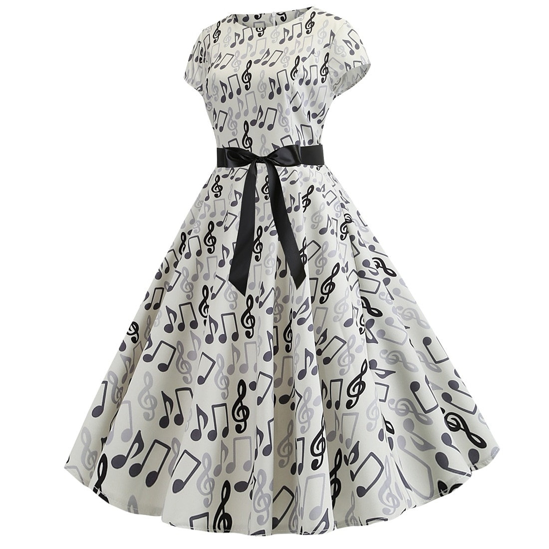 Retro Vintage 1950er Urlaubskleid Flapper Kleid Swing-Kleid Musiknoten Damen Maskerade Alltagstauglich Junggesellinnenabschiedsparty Erwachsene Kleid Abschlussballkleider 2025 - $27.99 –P2