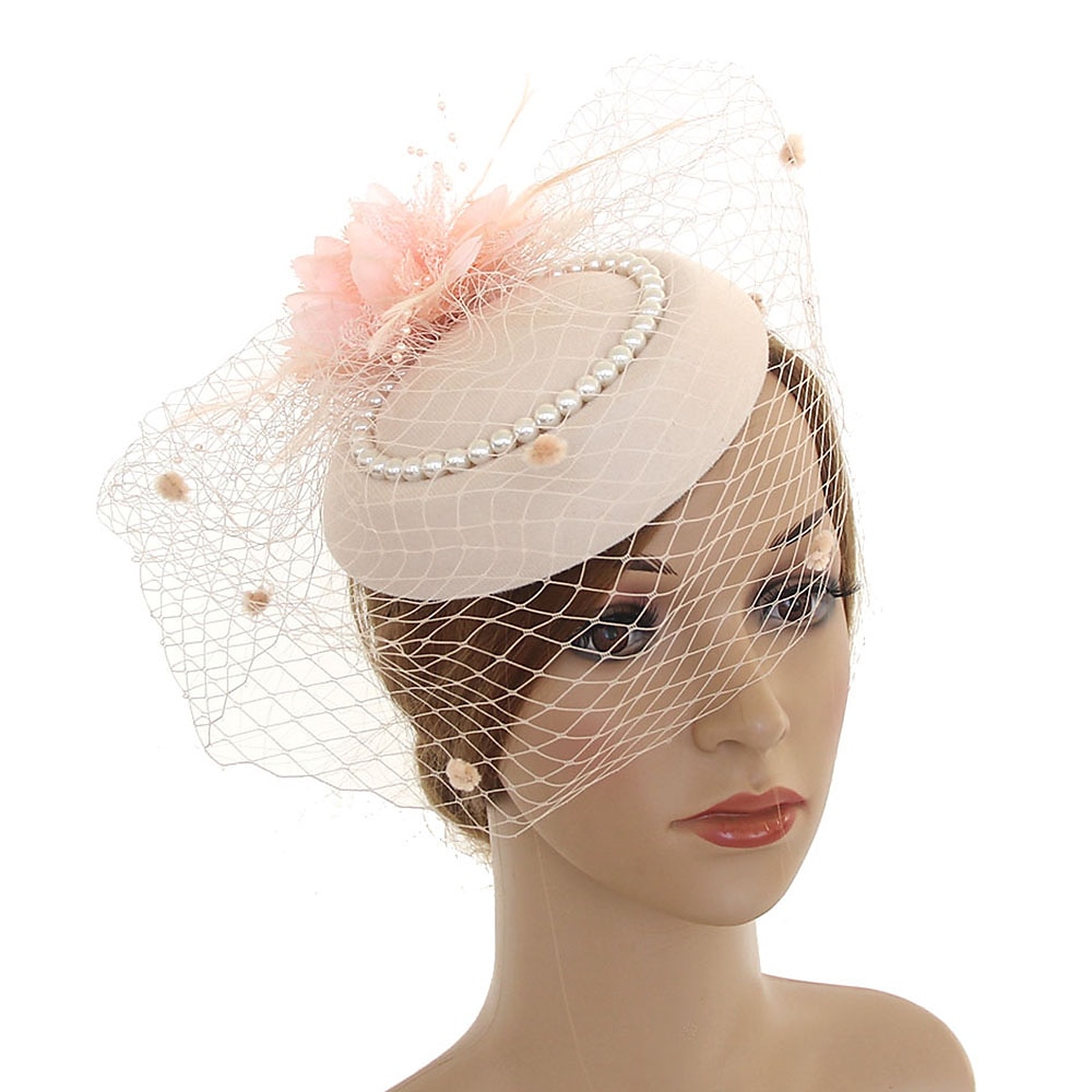 fascinators kentucky derbyhoed hoofddeksels organza polyester / polyamide fedorahoed slappe hoed sluierhoed theekransje paardenrace damesdag vintage stijl vintage elegant met veren nepparel 2025 - $10.99 –P12