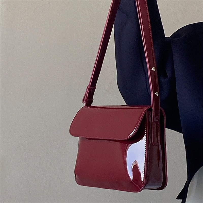 Pentru femei Geantă Crossbody Piele lăcuită PU piele Birou Zilnic Impermeabil Respirabil Durabil Culoare solidă Negru Roșu-aprins 2025 - $24.99 –P1