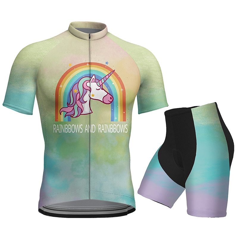 Men's Cycling Jersey with Shorts Short Sleeve Mountain Bike MTB Road Bike Cycling Dark Purple Blue Purple Graphic Animal Rainbow Bike Clothing Suit 3D Pad Breathable Quick Dry Back Pocket Polyester 2025 - $41.99 –P9