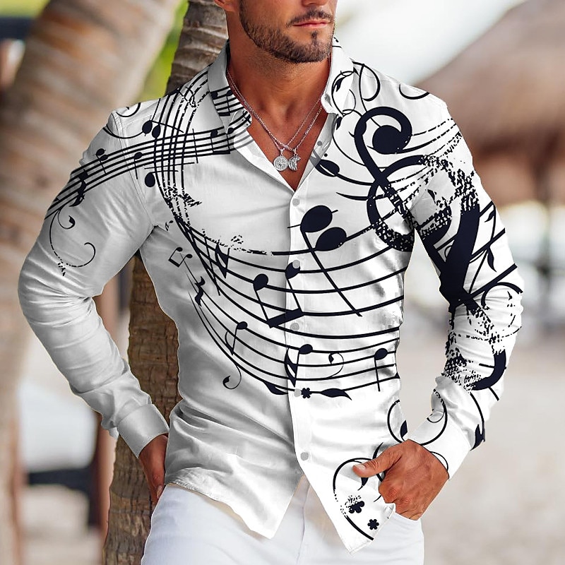 Herr Styrelseledamöter Noteringar Skjorta Knapp upp skjorta Långärmad Tropisk Mode Designer Utomhus Ledigt Dagligen Höst vinter Nedvikt Mönster Button-Down Vit Rodnande Rosa Blå Purpur 2025 - $26.99 –P1
