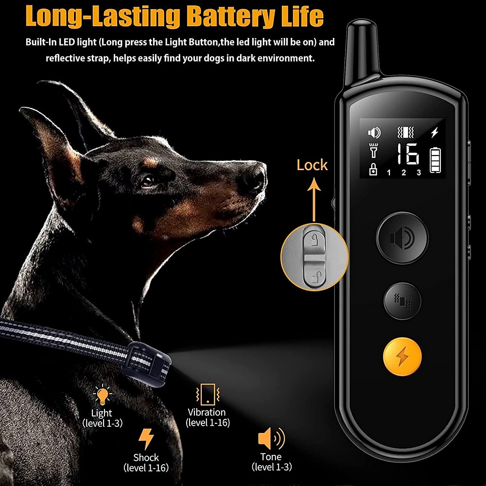 Collare di addestramento per cani con telecomando da 2000 piedi, scossa elettrica, vibrazione, bip, modalità blocco tastiera a 16 livelli, ipx8, impermeabile, ricaricabile del 2025 a $60.99 –P4