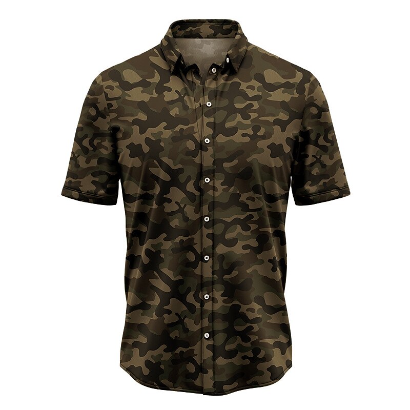 Per uomo Camouflage Camicia Camicia con bottoni Manica corta Tropicale Di tendenza Hawaiano Informale Per eventi Spiaggia Estate Primavera Collo ripiegabile Stampa Bottone giù Kaki+verde militare del 2025 a $24.99 –P8