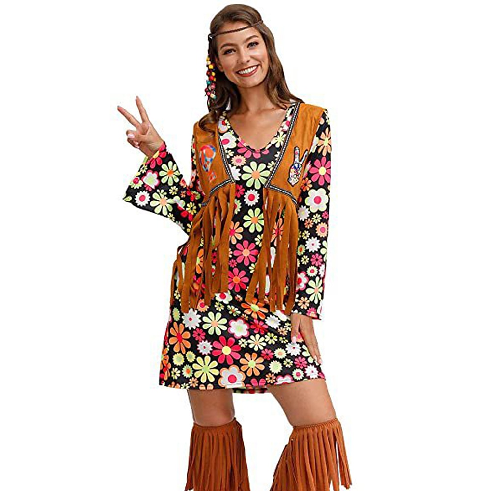Retro Vintage 1970s Disco Dress Flare Cuff Sleeve Hippie Printing Women's Masquerade Party & Evening Pride Parade Pride Month Adults' Dress 2025 - $21.99 –P18
