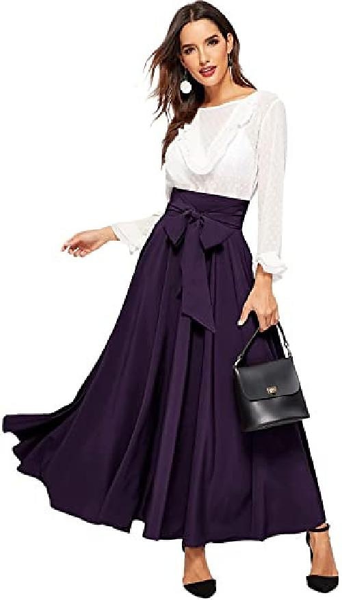 Femme Balançoire Jupes de travail Jupe longue Elégant Mode Décontractées Maxi Jupes Couleur Pleine Plissé Plein Air Sortie Noir Jaune Rose Claire Vin Toutes les Saisons Mélange de Coton de 2025 ? $23.99 –P5