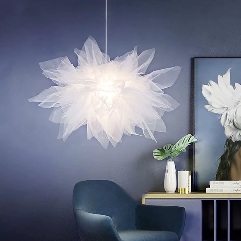 Luz colgante led araña de malla blanca luz colgante moderna sala de bodas sala de estar habitación de las niñas araña de dormitorio personalidad creativa iluminación romántica 2025 - $155.99 -P2