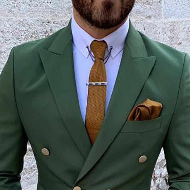 Ternos Masculinos para Casamento Trajes de Homecoming Verde Escuro Cor Sólida Ajuste Padrão 2 Peças Com Seis Botões de 2025 por $122.99 –P3