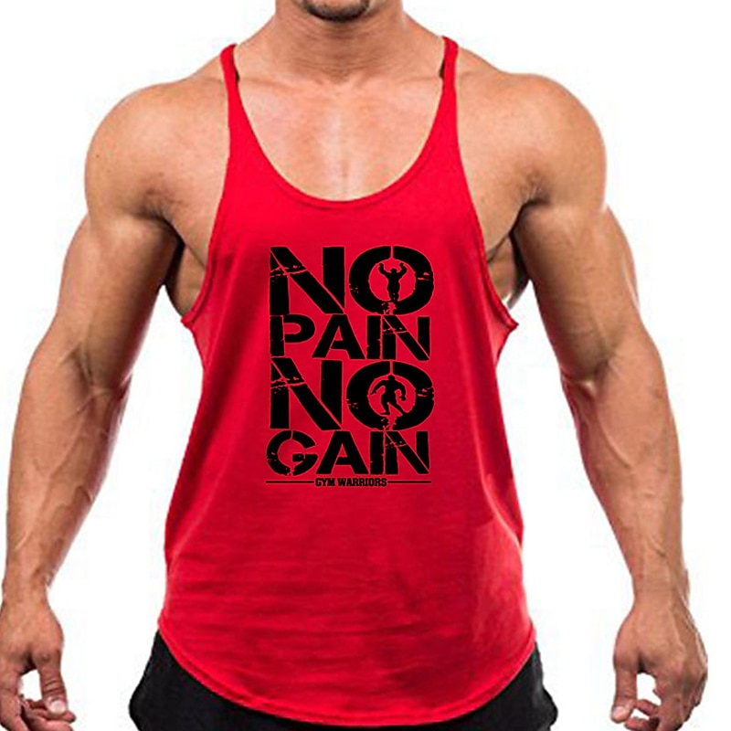 Mannen's Gym Workout Tanktop met 'No Pain No Gain Gym Warriors' Grafische Print 2025 - $14.99 –P4