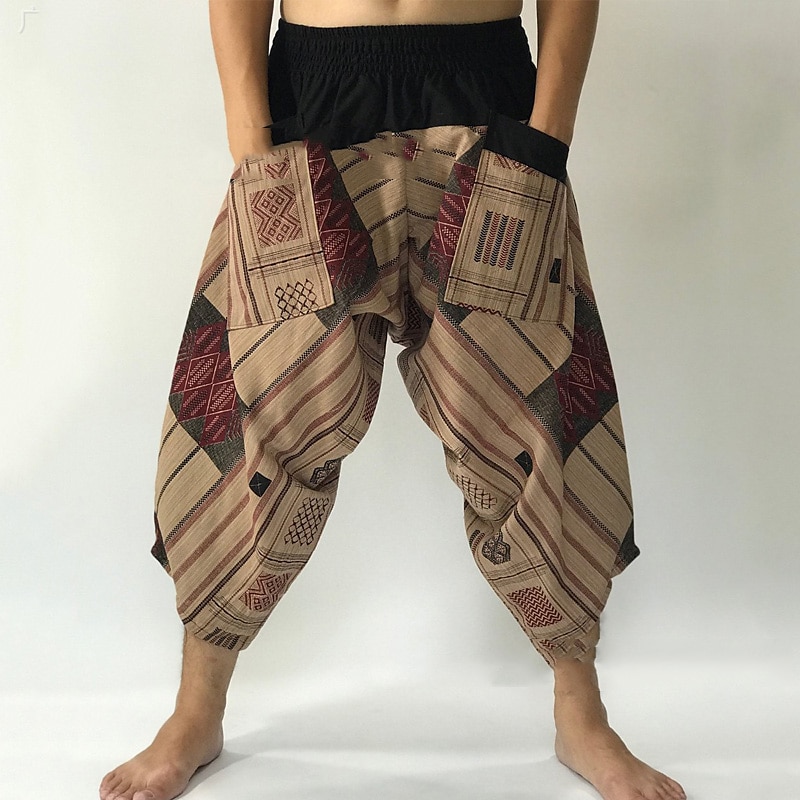 Men Linen Look Baggy Beach Trousers Wide Leg Elastic Waist Casual Harem  Long Pants | Fruugo QA