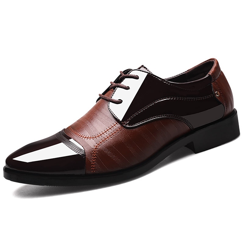 Men's Loafers & Slip-Ons Plus Size Leather Loafers Business Casual Daily Office & Career PU Loafer Black Brown Color Block Spring Fall 2023 - AED 132 –P5