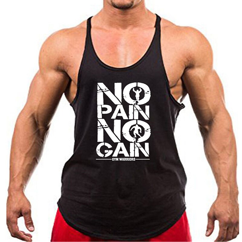 Mannen's Gym Workout Tanktop met 'No Pain No Gain Gym Warriors' Grafische Print 2025 - $14.99 –P6