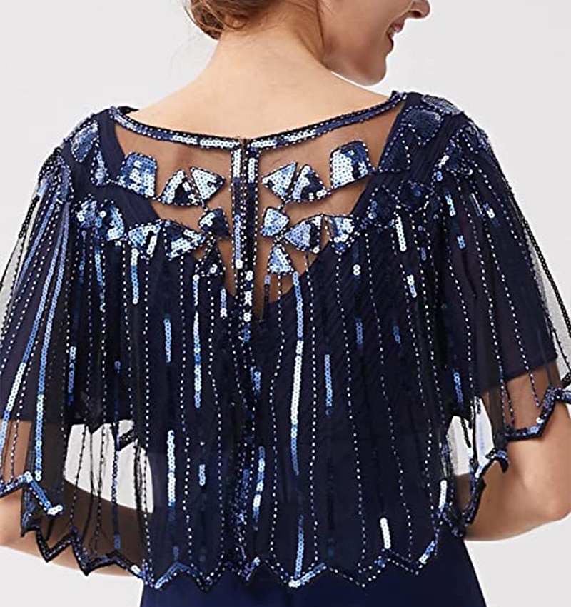 Goldene Zwanziger 1920er Retro Vintage Flapper-Schals Der große Gatsby Hochzeitsgast Pailletten Kostüm Damen Hochzeit Hochzeitsgast Party-Abendmode Erwachsene Schal 2026 - $35.99 –P16