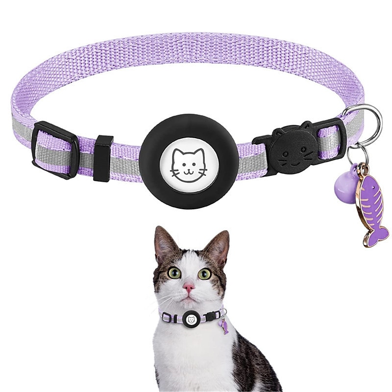 For Airtag Case and Cat Collar Airtag Cat Collar for Airtag Collar With Bell Airtag Reflective Fishbone Pet Collar（no tracker） 2025 - $20.99 –P7
