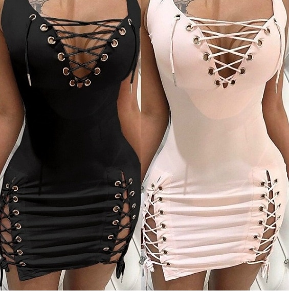 Dam Mini klänning Festklänning Sheath Dress Varm Sexig Ledigt Dagligen Nattklubb Vårklänning Normal Ren färg Ärmlös V-hals Svart Rodnande Rosa Grå Sommar Vår 2025 - $23.99 –P4