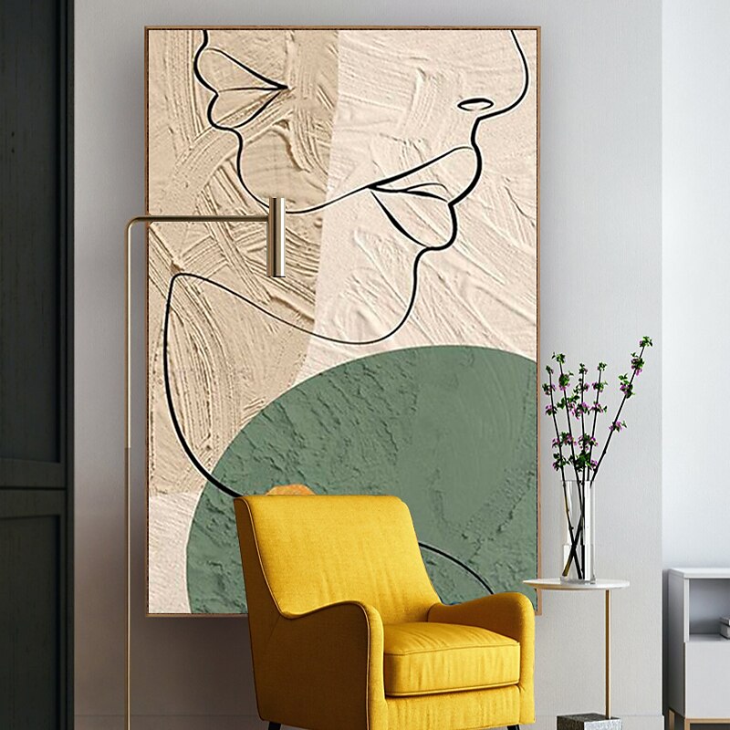 peinture à l'huile à la main peint à la main art mural abstrait personnes peinture sur toile décoration de la maison décor cadre tendu prêt à accrocher de 2025 ? $131.99 –P4