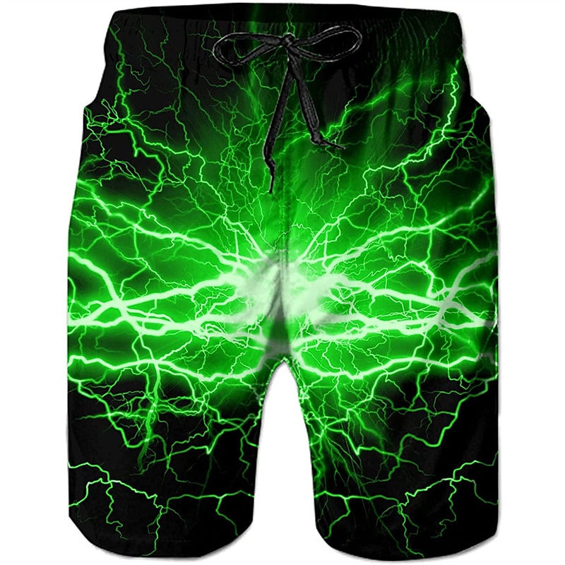 Men's Optical Illusion Lightning Graphic Prints Swim Trunks Swim Shorts Board Shorts Mid Waist Hawaiian Boho Casual Daily Holiday Drawstring with Mesh lining Elastic Waist Designer Clothing Apparel 2025 - $19.99 –P1