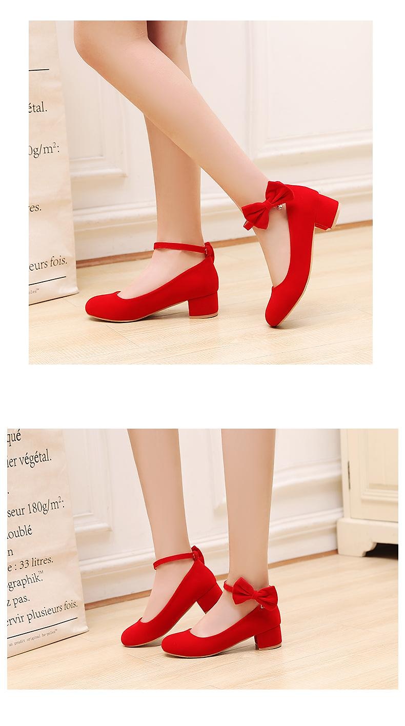 Girls' Heels Daily Dress Shoes Heel Cosplay Lolita Synthetics Breathability Non-slipping Height-increasing Big Kids(7years +) Party Birthday Daily Walking Shoes Bowknot Crystal / Rhinestone Black Red 2025 - $54.99 –P1