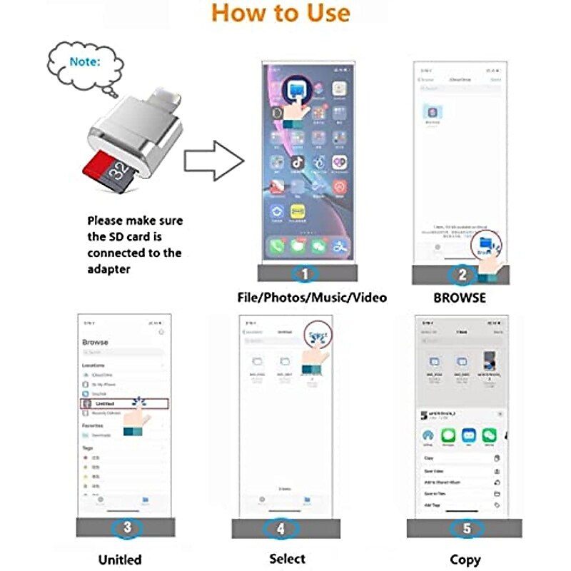 Преобразователь устройства чтения карт памяти micro sd, подходящий для iphone ipadotg, для чтения карт памяти micro sd / tf, адаптер для чтения карт памяти для iphone 14/13/12/pro/11/x/xr/max/8, 2025 - $13.99 –P10