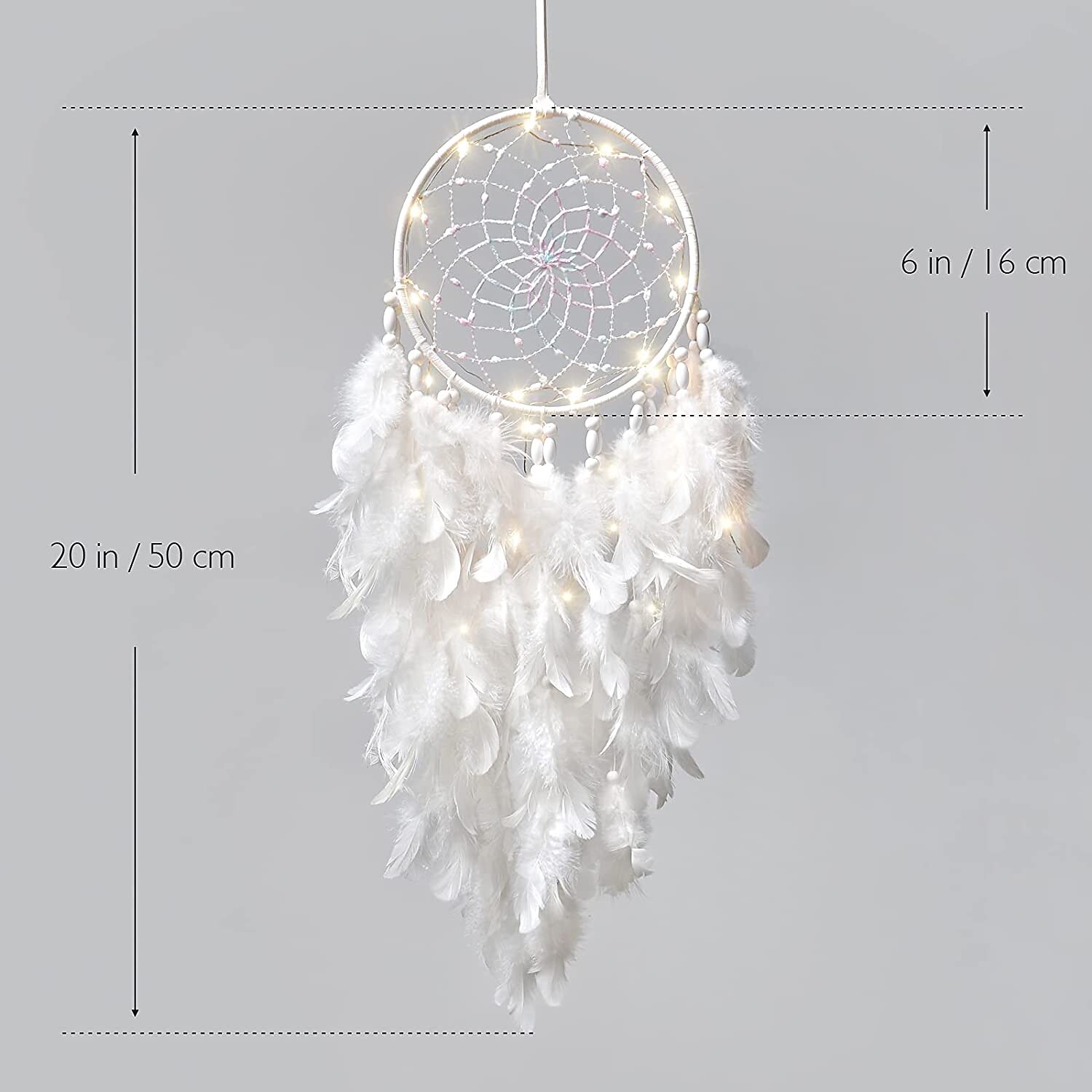 led dromenvanger witte veer kerstverlichting creatieve muur opknoping vakantie slaapkamer huis bruiloft balkon tuin decoratie windgong licht verjaardag zegen cadeau 2025 - $20.99 –P7