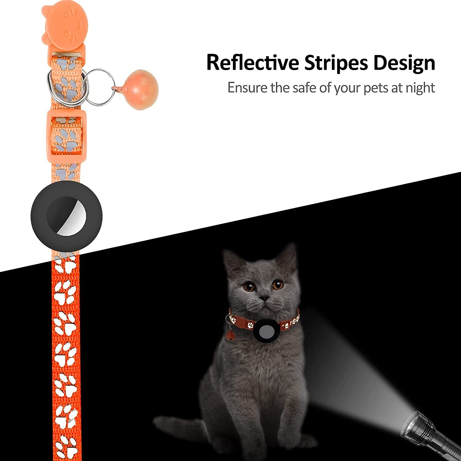 For Airtag Case and Cat Collar Pet Collar for Airtag Foot Print Collar Pet Collar With Bell  Reflective Collar（no tracker） 2026 - $28.99 –P17