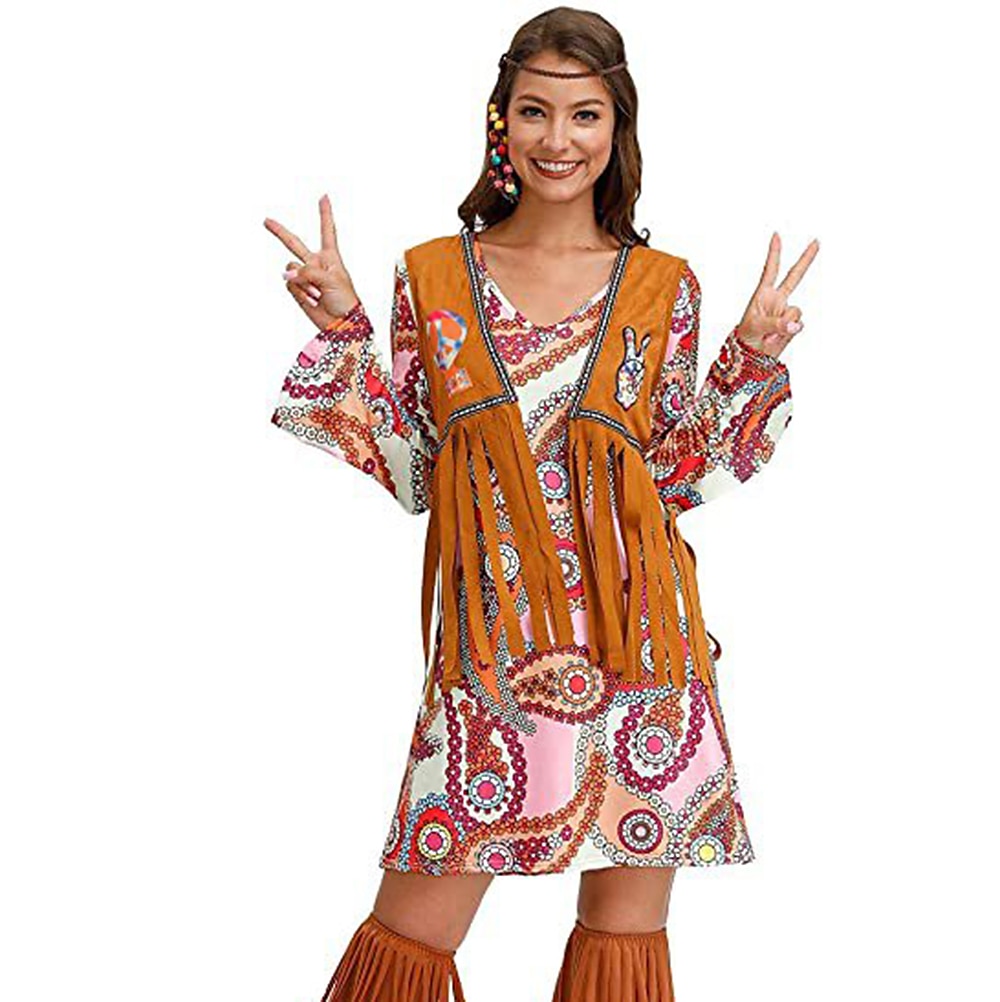 Retro Vintage 1970s Disco Dress Flare Cuff Sleeve Hippie Printing Women's Masquerade Party & Evening Pride Parade Pride Month Adults' Dress 2025 - $21.99 –P4