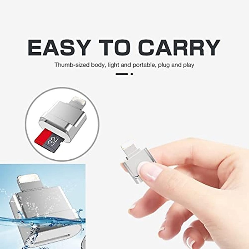 Преобразователь устройства чтения карт памяти micro sd, подходящий для iphone ipadotg, для чтения карт памяти micro sd / tf, адаптер для чтения карт памяти для iphone 14/13/12/pro/11/x/xr/max/8, 2025 - $13.99 –P8