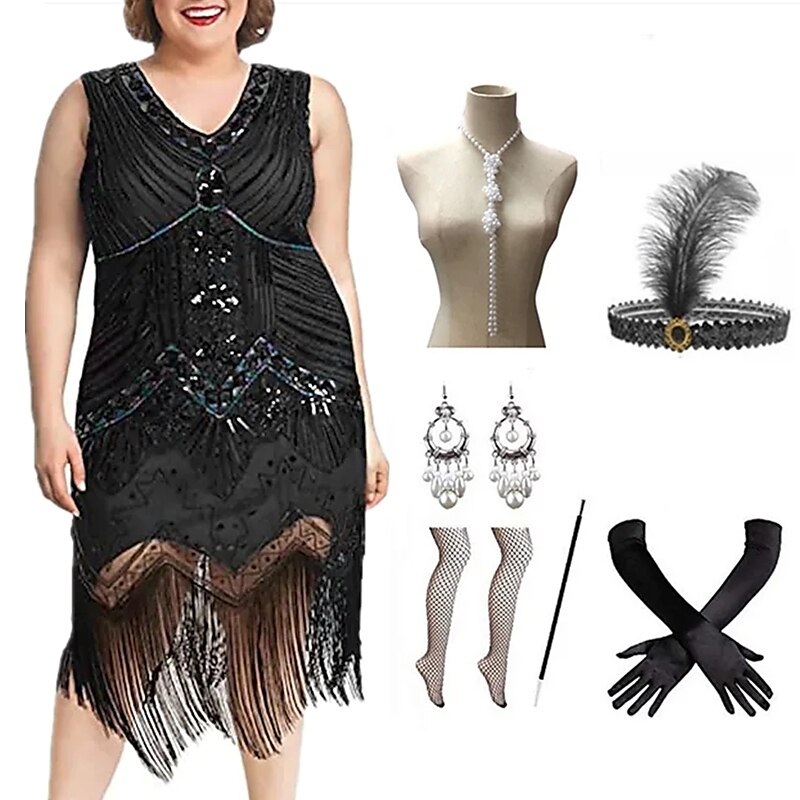 Gatsby le magnifique Robe Tenue Gatsby le magnifique Femme Paillettes Paillette Grande Taille Mascarade Soiree Evenement Festival Robe de 2024 CHF41