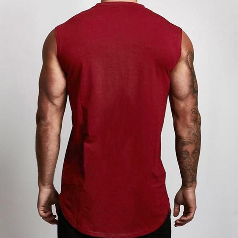 Муж. Безрукавка Майки Без рукавов V-образный вырез Лето Полотняное плетение Мода Мышцы Тренировка Отпуск спорт Повседневные Черный Белый Винный Футболка для мужчин 2025 - $16.49 –P12