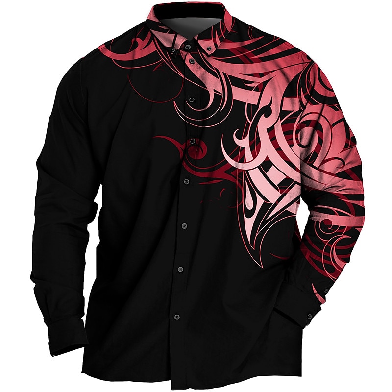 Homens Tamanho Grande Camisa Social Grande e Alto Estampas Abstratas Aberto para a Lateral Imprimir Manga Longa Primavera Verão Esportes Moda Roupa de rua Designer Ao ar livre Rua Blusas de 2025 por $26.99 –P2