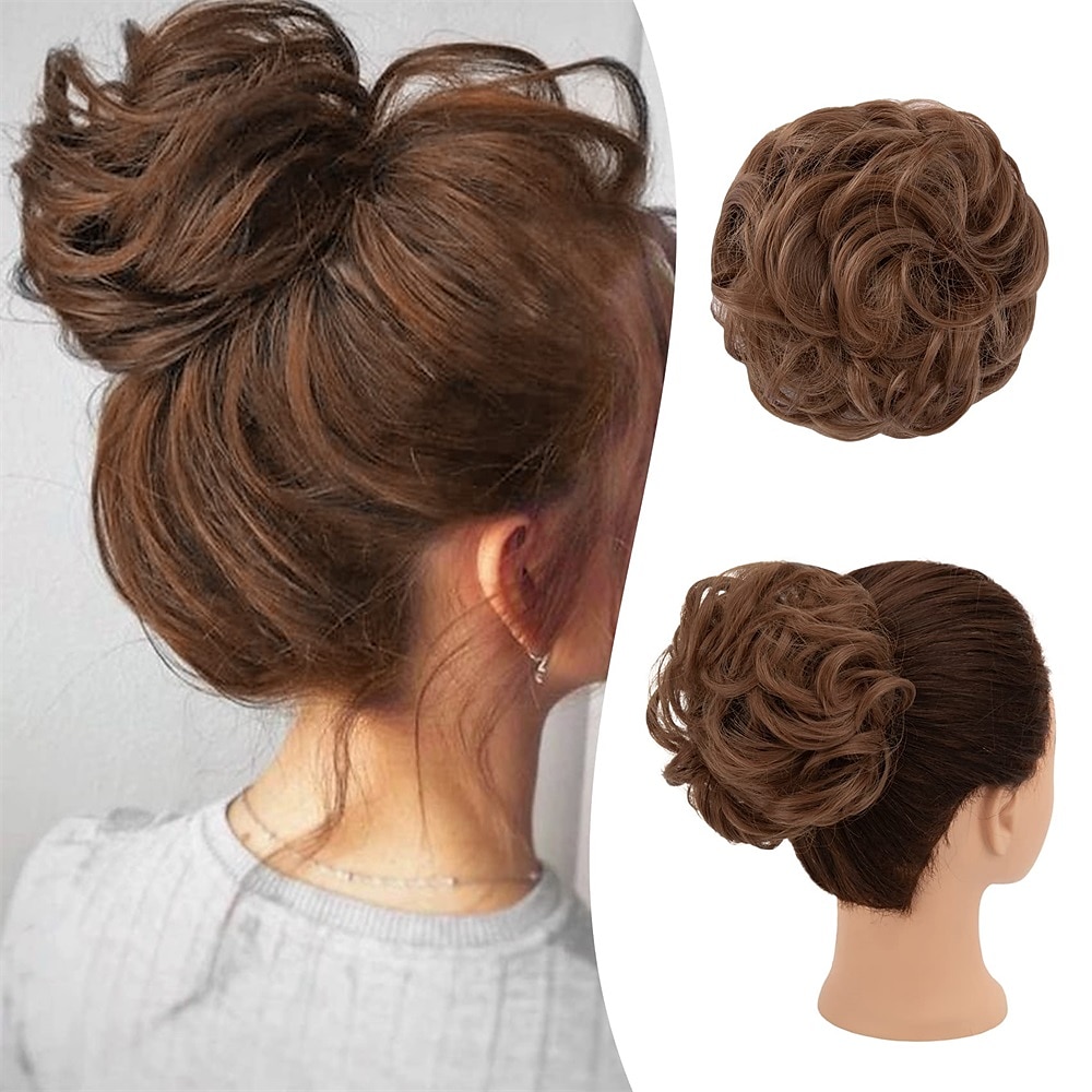 pezzo di capelli chignon disordinato rswete instant rose bun capelli scrunchie posticci per le donne pezzi di capelli ricci ondulati chignon coda di cavallo estensioni dei capelli updo parrucchino del 2025 a $13.49 –P2