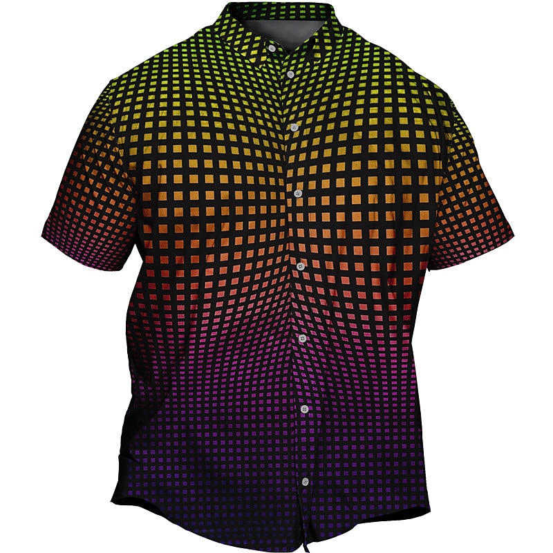 Men's Plus Size Shirt Big and Tall Optical Illusion Turndown Buttons Short Sleeve Spring & Summer Tropical Fashion Outdoor Vacation Tops 2025 - $25.99 –P2