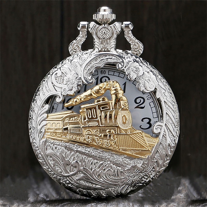 Men Pocket Watch Vintage Hollow Bronze Locomotive Design Quartz Fob Pocket Watch With Necklace Chain Gift for Men Women 2025 - $16.99 –P3