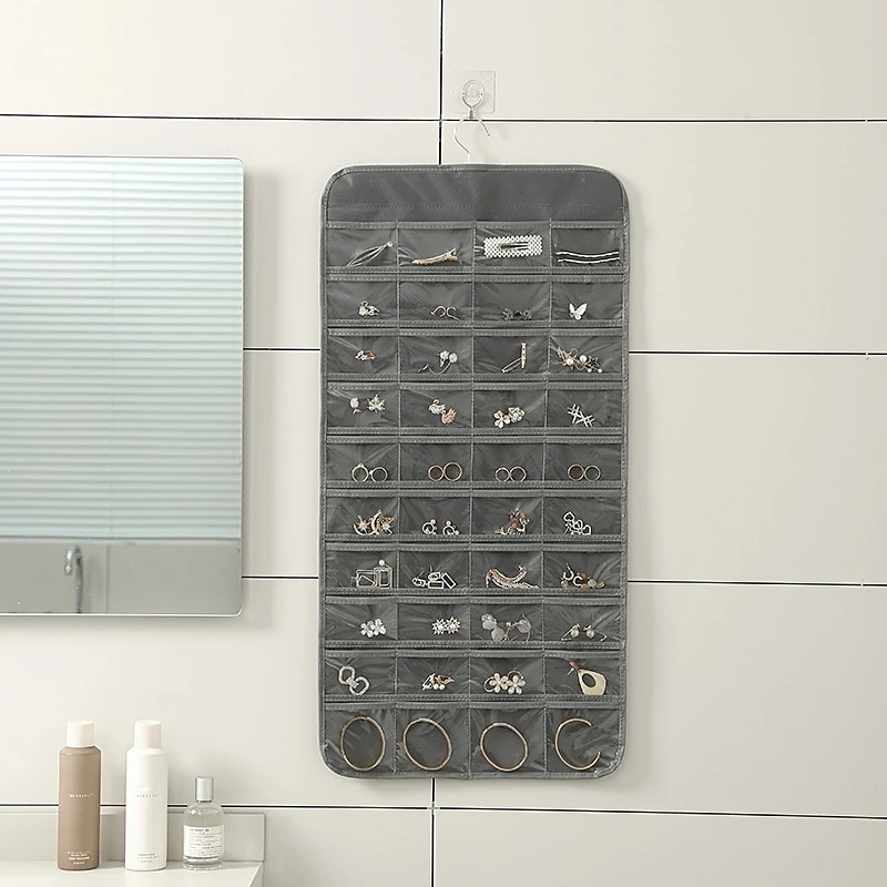48grids hengende smykker oppbevaring øredobber halskjede armbånd hengende gjennomsiktig veske med rom holder organisator 2026 - $19.99 –P8